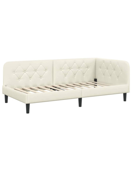 Cornice del letto ad angolo Crema 100 x 200 cm Velluto