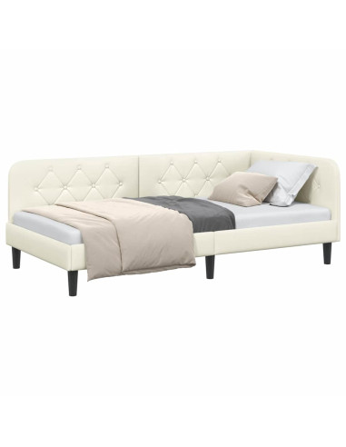 Cornice del letto ad angolo Crema 100 x 200 cm Velluto