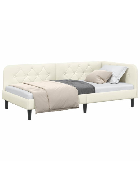 Cornice del letto ad angolo Crema 100 x 200 cm Velluto