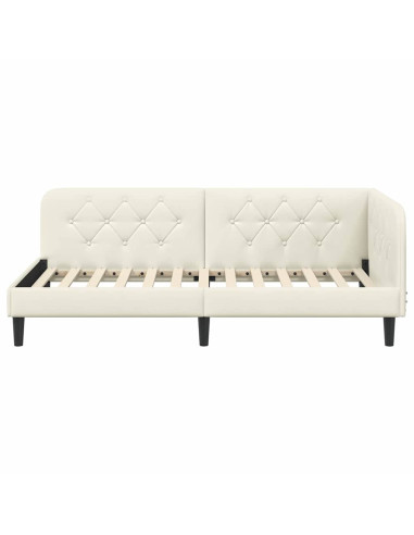 Cornice del letto ad angolo Crema 100 x 200 cm Velluto