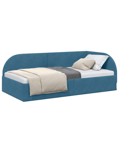 Cornice del letto ad angolo con testiera Blu 90 cm x 190 cm