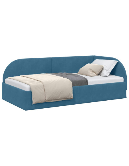 Cornice del letto ad angolo con testiera Blu 90 cm x 190 cm