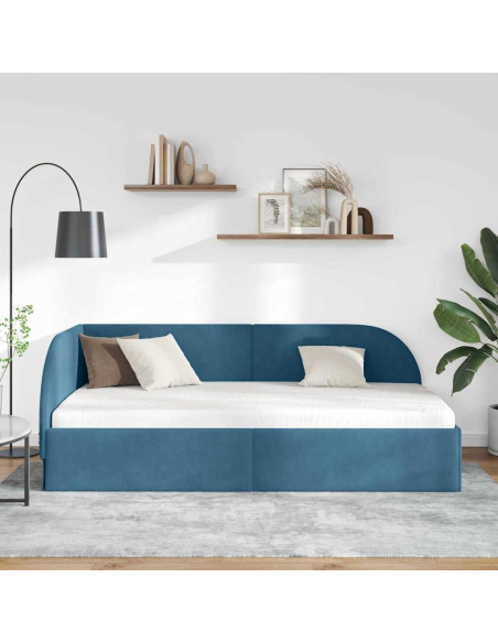 Cornice del letto ad angolo con testiera Blu 90 cm x 190 cm