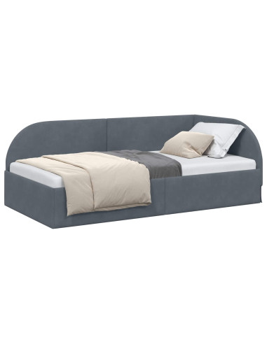 Cornice del letto ad angolo Grigio scuro 90 cm x 190 cm