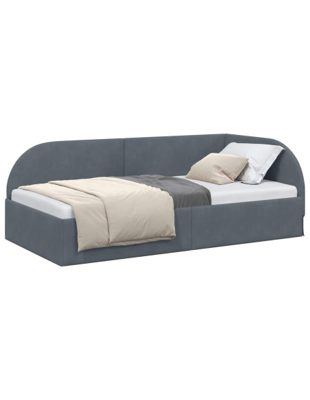Cornice del letto ad angolo Grigio scuro 90 cm x 190 cm