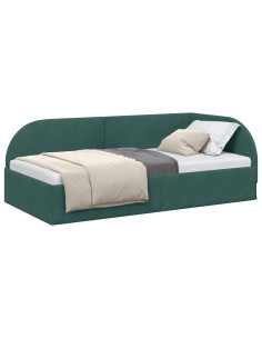 Cornice del letto ad angolo Verde Scuro 90 cm x 200 cm Velluto 2