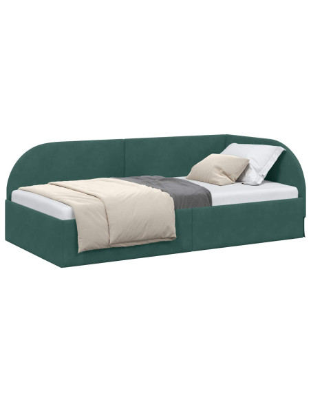 Cornice del letto ad angolo Verde Scuro 90 cm x 200 cm