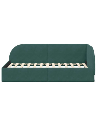 Cornice del letto ad angolo Verde Scuro 90 cm x 200 cm
