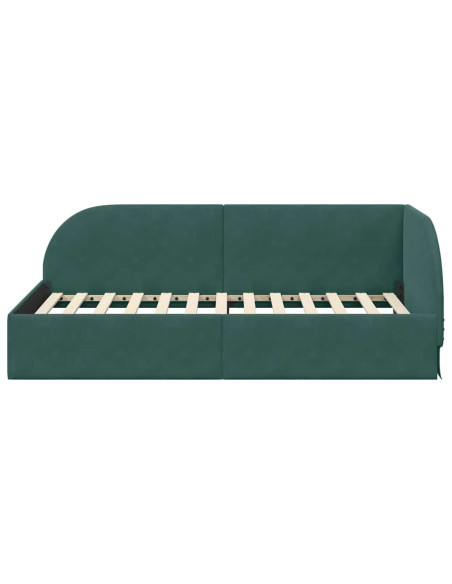 Cornice del letto ad angolo Verde Scuro 90 cm x 200 cm