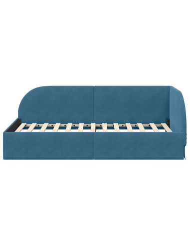 Cornice del letto ad angolo con testiera Blu 100 cm x 200 cm