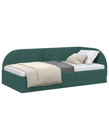 Cornice del letto ad angolo Verde Scuro 100 cm x 200 cm