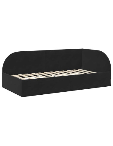 Cornice del letto ad angolo con testiera Nero 100 cm x 200 cm
