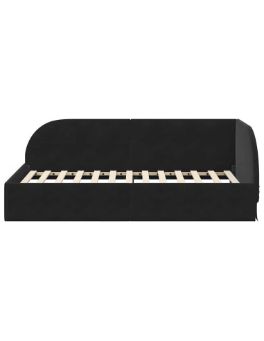 Cornice del letto ad angolo con testiera Nero 100 cm x 200 cm