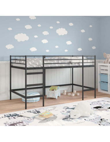 Struttura del letto loft per bambini Nero 90 x 200 cm Acciaio