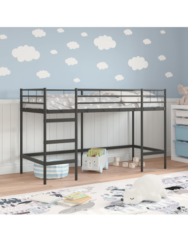 Struttura del letto loft per bambini Nero 99,5 x 190 cm Acciaio