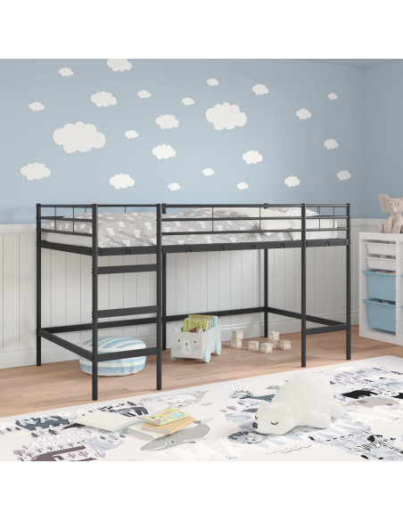 Struttura del letto loft per bambini Nero 107 x 200 cm Acciaio