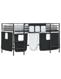 Struttura del Letto Loft per Bambini con Tendine Nero 2