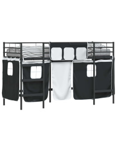 Struttura del Letto Loft per Bambini con Tendine Nero 2