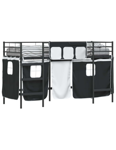 Struttura del Letto Loft per Bambini con Tendine Nero