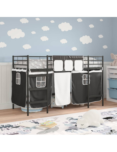 Struttura del Letto Loft per Bambini con Tendine Nero