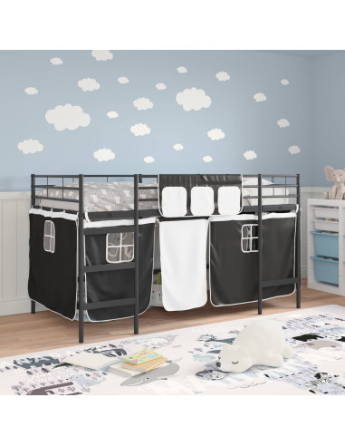 Struttura del Letto Loft per Bambini con Tendine Nero