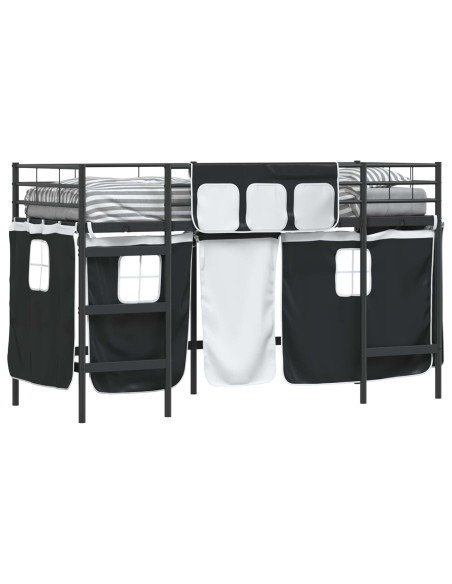 Struttura del Letto Loft per Bambini con Tendine Nero
