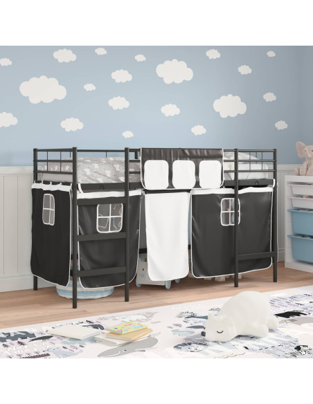Struttura del Letto Loft per Bambini con Tendine Nero