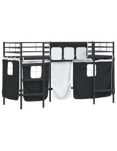 Struttura del Letto Loft per Bambini con Tendine Nero