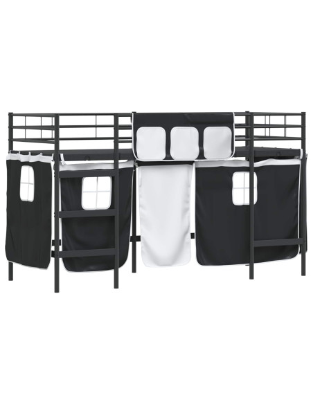Struttura del Letto Loft per Bambini con Tendine Nero