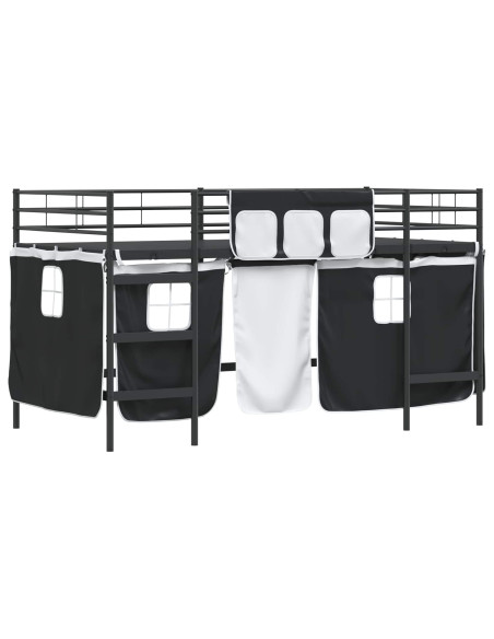 Struttura del Letto Loft per Bambini con Tendine Nero