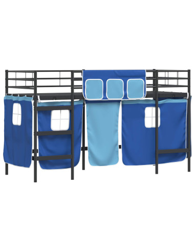 Struttura del Letto Loft per Bambini con Tendine Nero e Blu