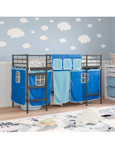 Struttura del Letto Loft per Bambini con Tendine Nero e Blu