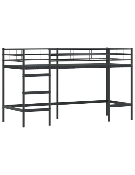 Struttura del Letto Loft per Bambini con Tendine Nero e rosa
