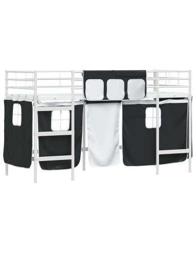 Struttura del Letto Loft per Bambini con Tendine Bianco e Nero