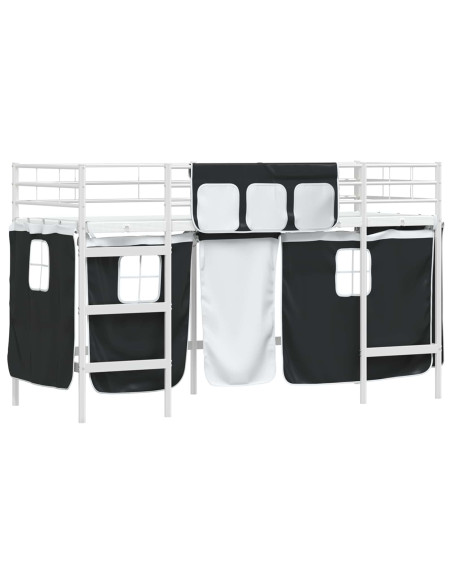 Struttura del Letto Loft per Bambini con Tendine Bianco e Nero