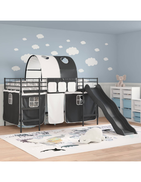 Struttura del letto loft per bambini Nero 99,5 x 200 cm Metallo