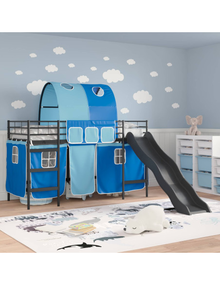 Struttura del letto loft per bambini Nero e Blu 90 x 190 cm