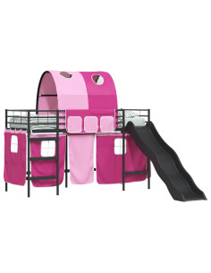 Struttura del letto loft per bambini Nero e rosa 74,5 x 190 cm 2