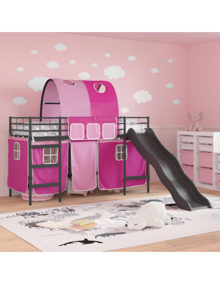 Struttura del letto loft per bambini Nero e rosa 90 x 190 cm
