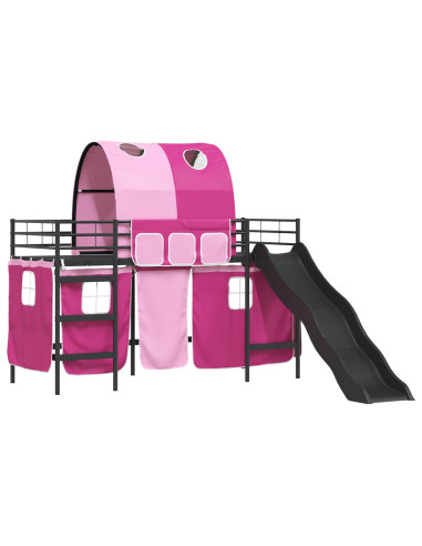 Struttura del letto loft per bambini Nero e rosa 90 x 190 cm