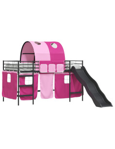 Struttura del letto loft per bambini Nero e rosa 99,5 x 200 cm 2