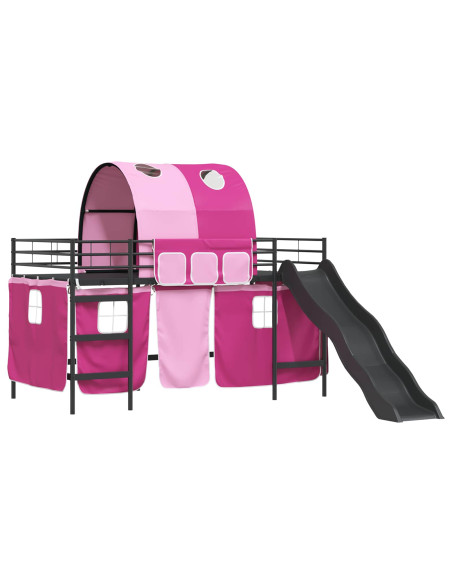 Struttura del letto loft per bambini Nero e rosa 99,5 x 200 cm