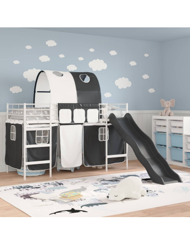Struttura del letto loft per bambini Bianco e Nero Metallo