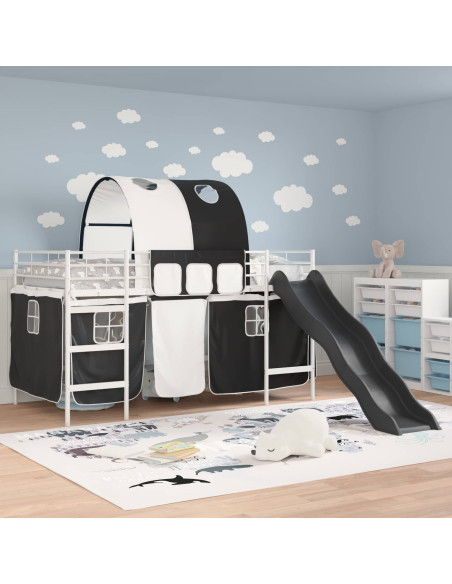 Struttura del letto loft per bambini Bianco e Nero Metallo