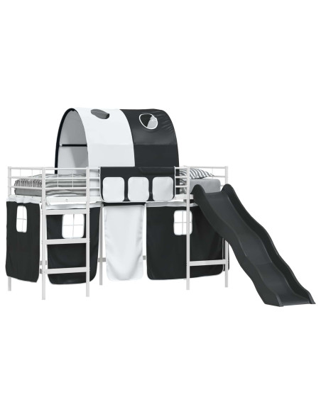 Struttura del letto loft per bambini Bianco e Nero Metallo