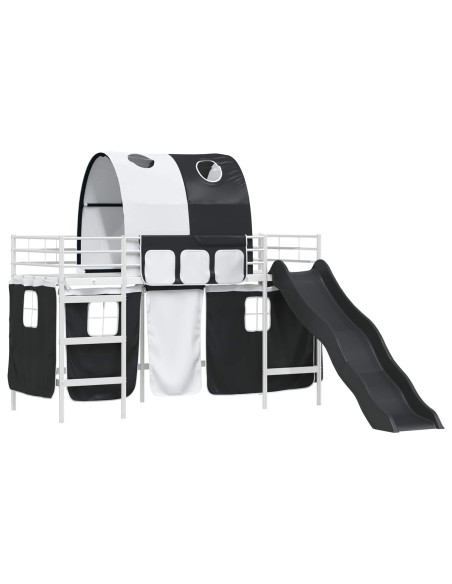 Struttura del letto loft per bambini Bianco e Nero Metallo