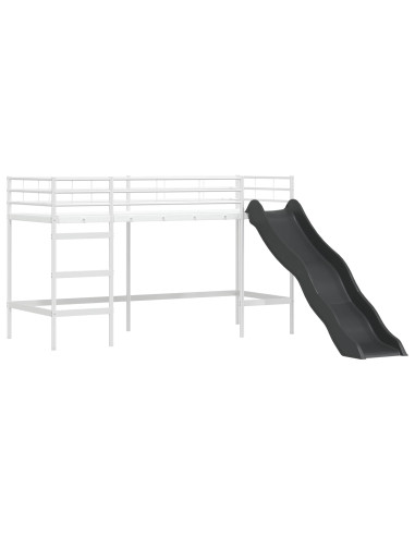 Struttura del letto loft per bambini Bianco e Nero Metallo