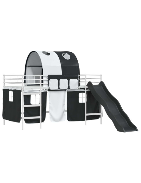 Struttura del letto loft per bambini Bianco e Nero Metallo