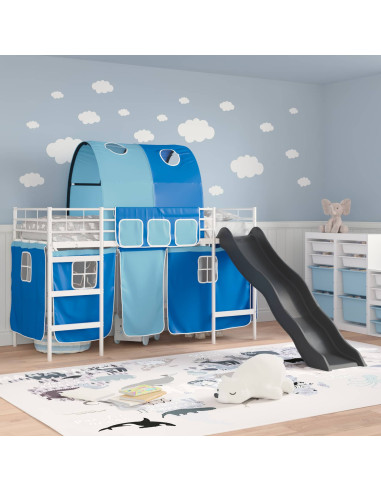 Struttura del letto loft per bambini Bianco e Blu 74,5 x 190 cm