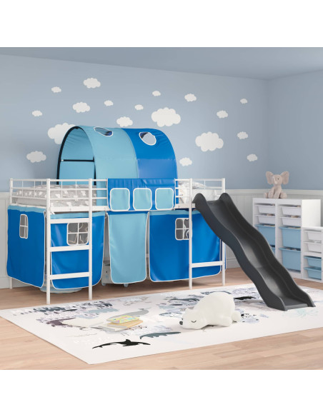 Struttura del letto loft per bambini Bianco e Blu 79,5 x 200 cm